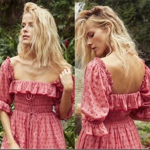 Doen Sol Dress in tea rose Swiss Dot